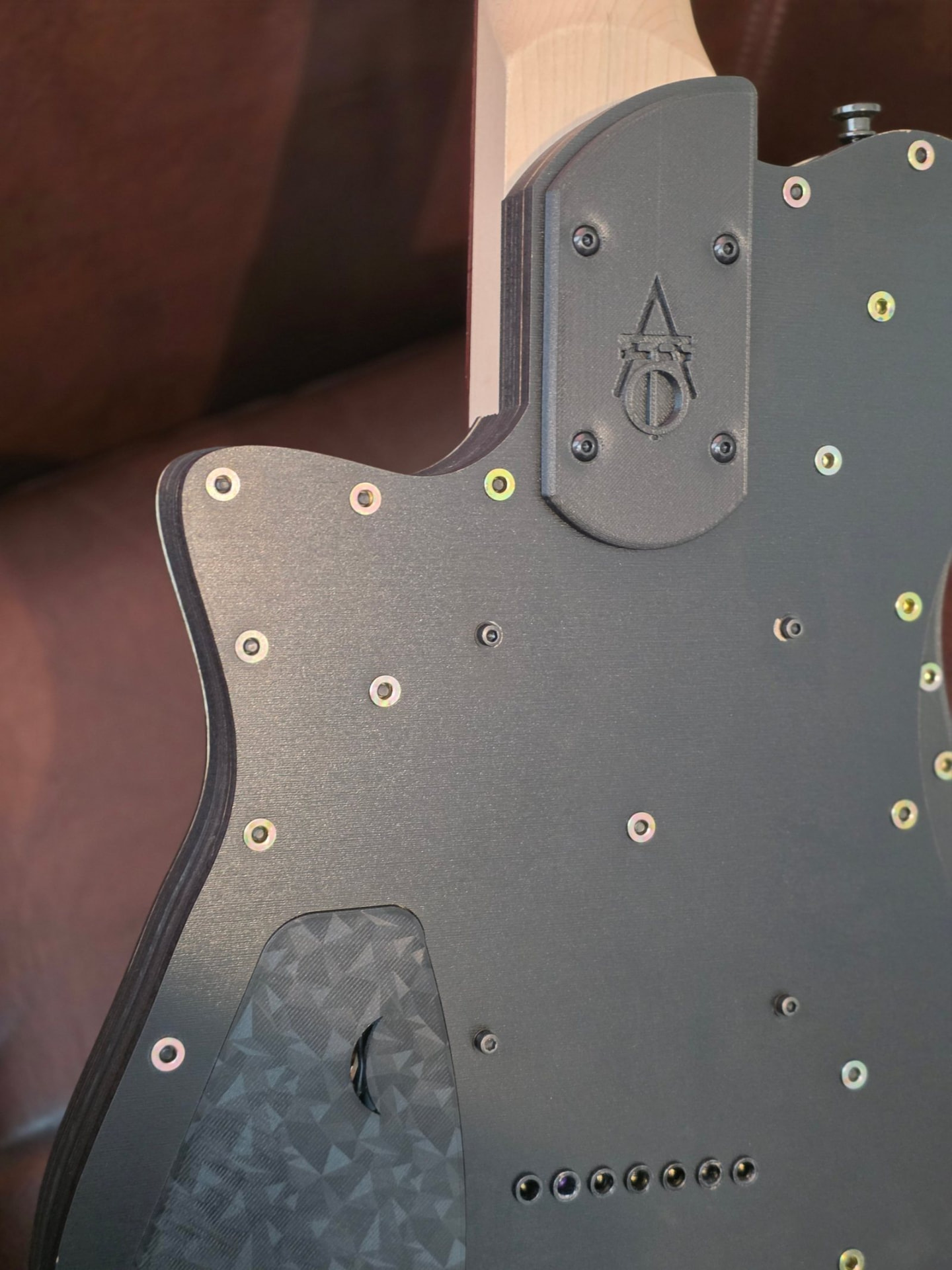 Back of the E75 LZR body showing the neck joint and bolt fixtures